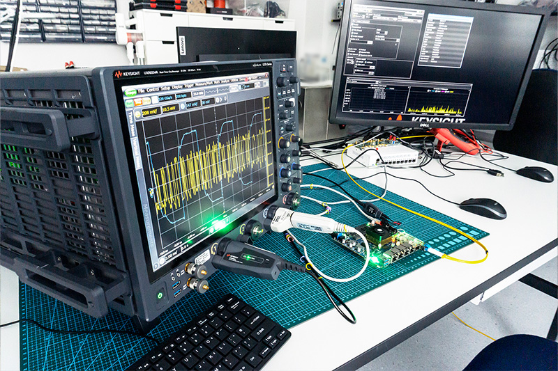 Desk with embedded devices manufacturing equipment